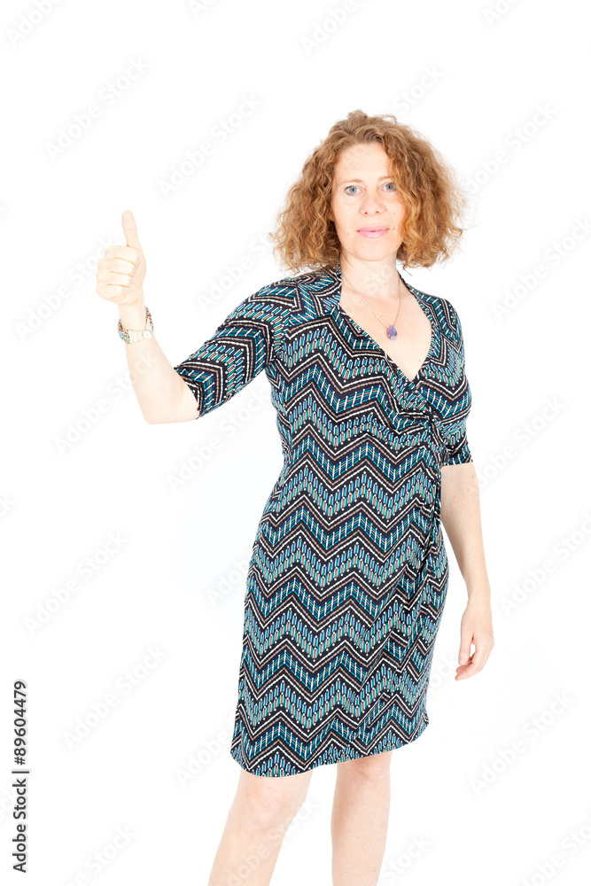 Beautiful woman doing different expressions in different sets of clothes: thumbs up Beautiful woman doing different expressions in different sets of clothes: thumbs up
