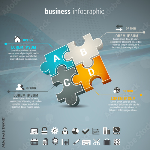 Business infographic made of puzzle.