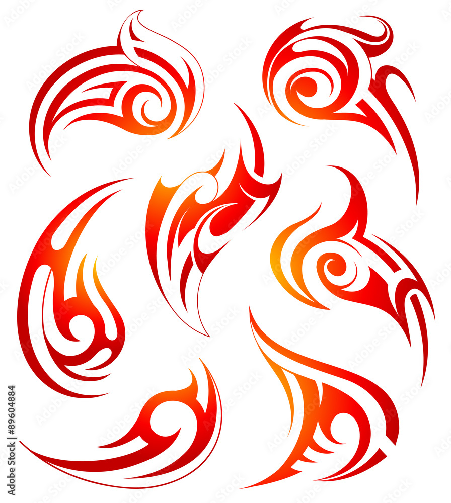 Fire flames design set Fire flames design set
