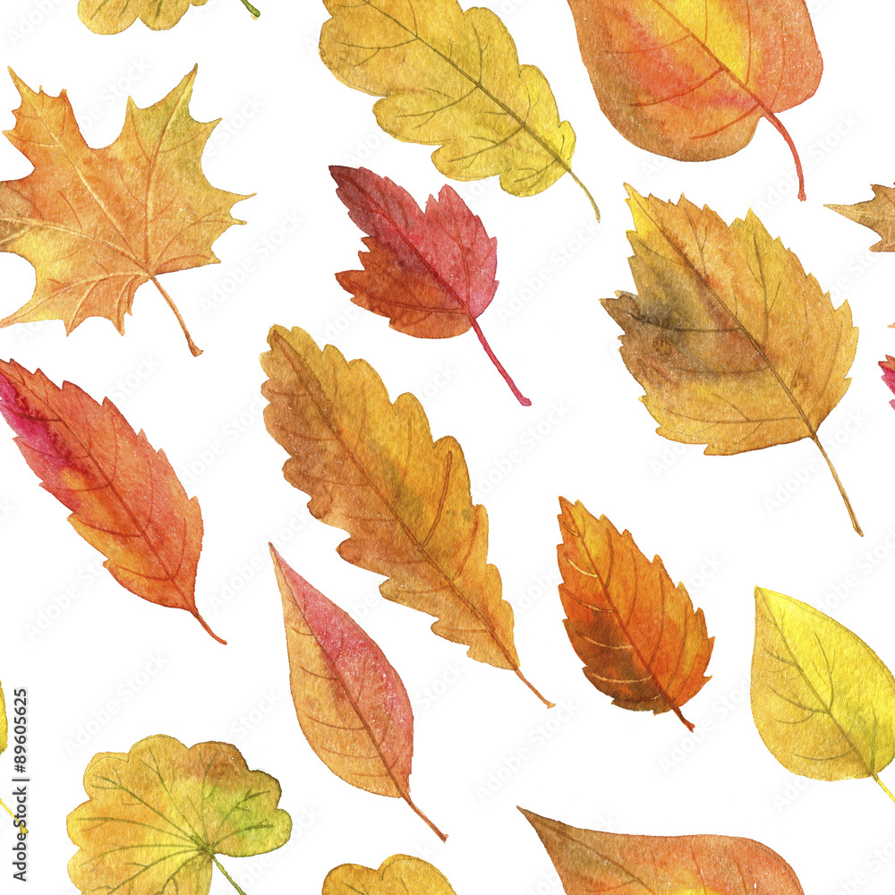 seamless pattern with autumn leaves in watercolor seamless pattern with autumn leaves in watercolor