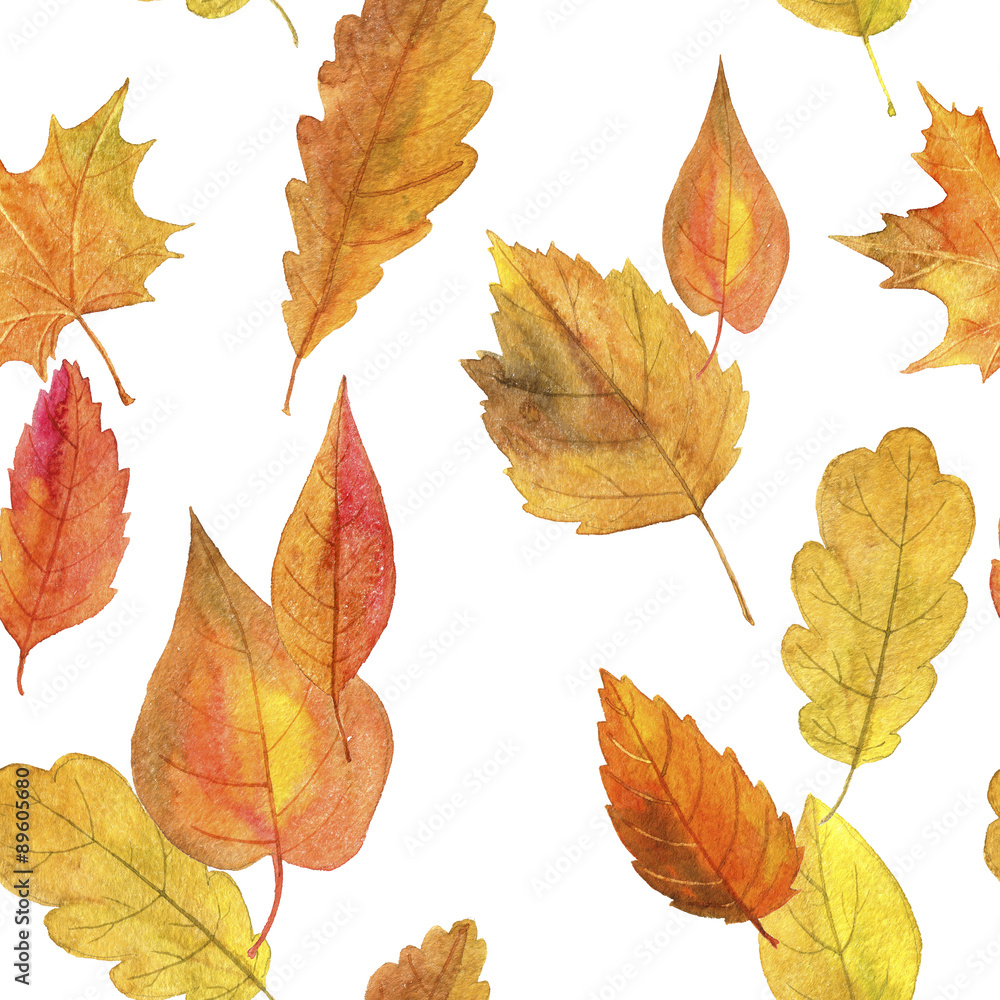 seamless pattern with autumn leaves in watercolor seamless pattern with autumn leaves in watercolor