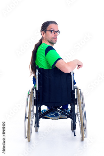young man with glasses in a wheelchairfrom the back © Firma V