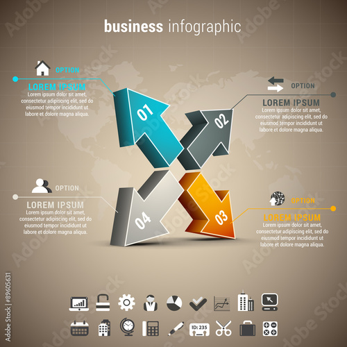 Business infographic made of arrows.