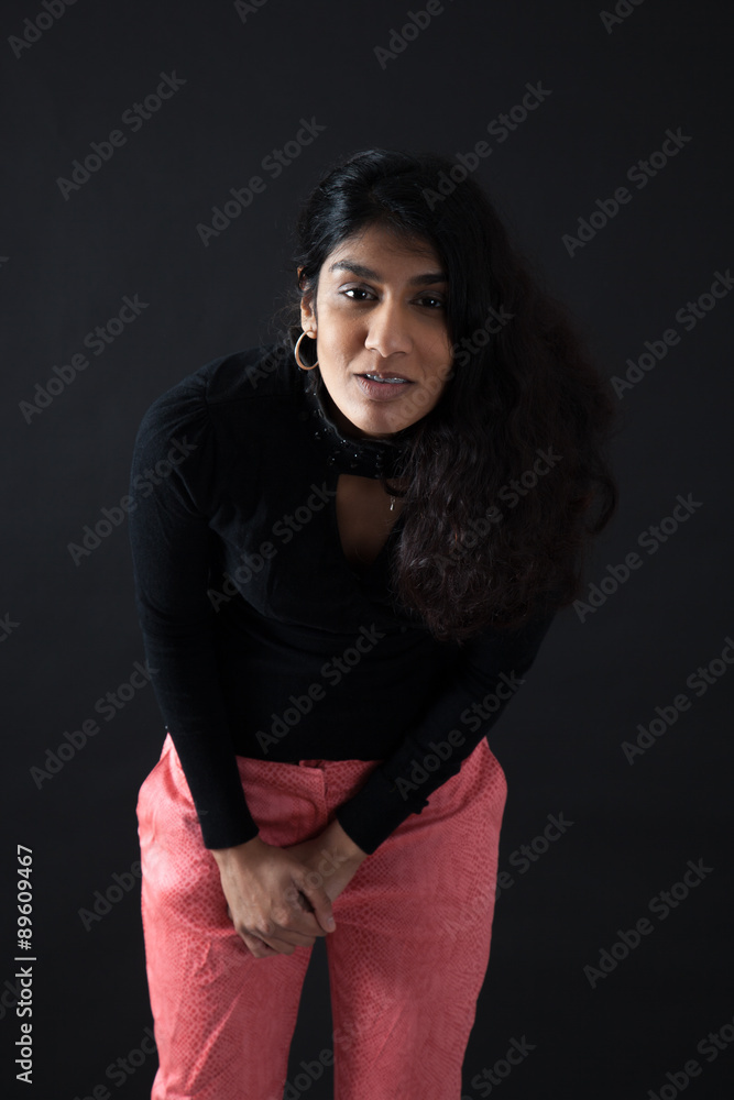 Beautiful woman doing different expressions in different sets of clothes: love