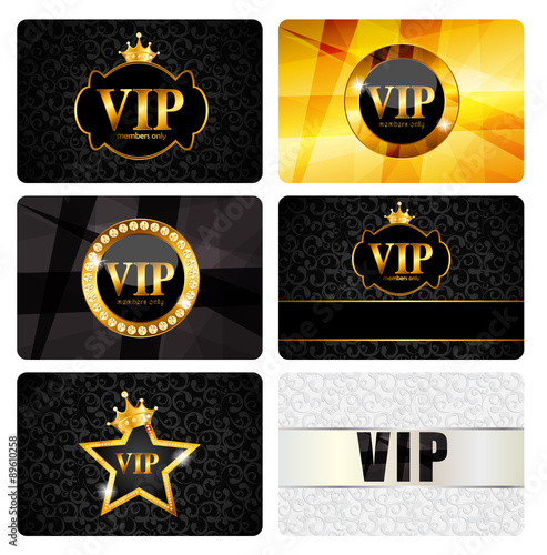 VIP Members Card Set Vector Illustration