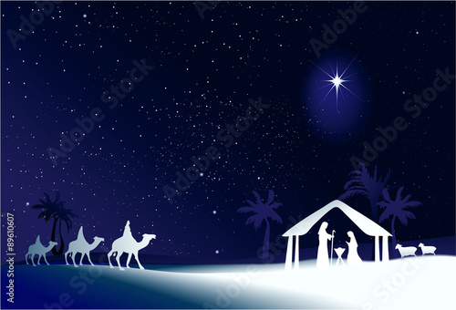 Christmas nativity scene with holy family 