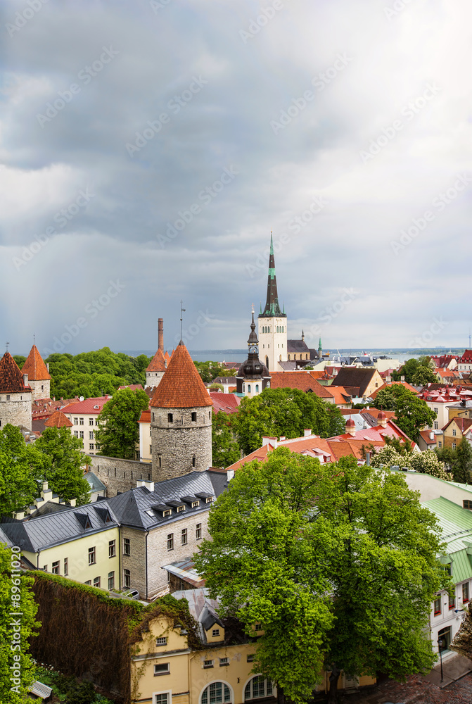 Skyline view of the historic European city. Tallinn, Estonia