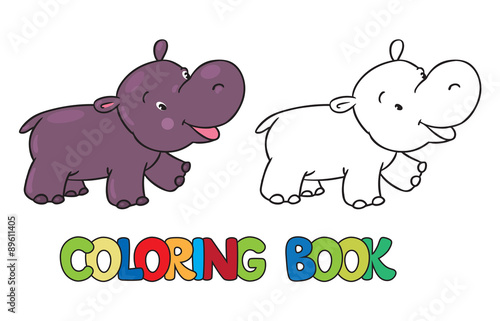 Coloring book of little funny hippo