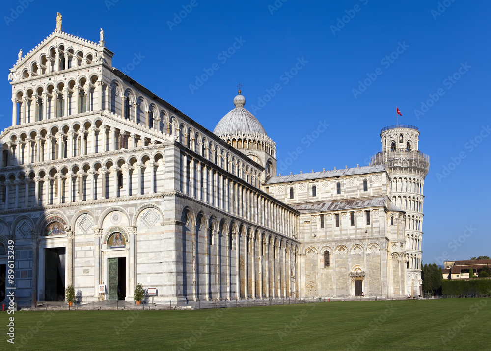 Italy, Pisa. The Cathedral and the Leaning Tower in Cathedral Square..