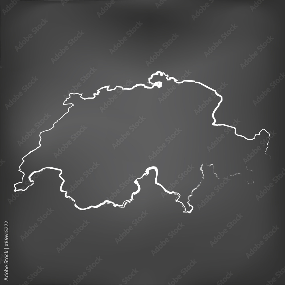 Chalked map on a chalk board of Switzerland Chalked map on a chalk board of Switzerland