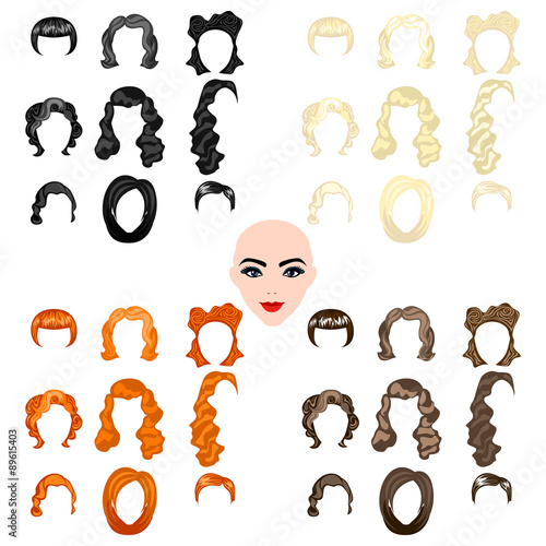 cute illustrations of beautiful young girls with various hair style