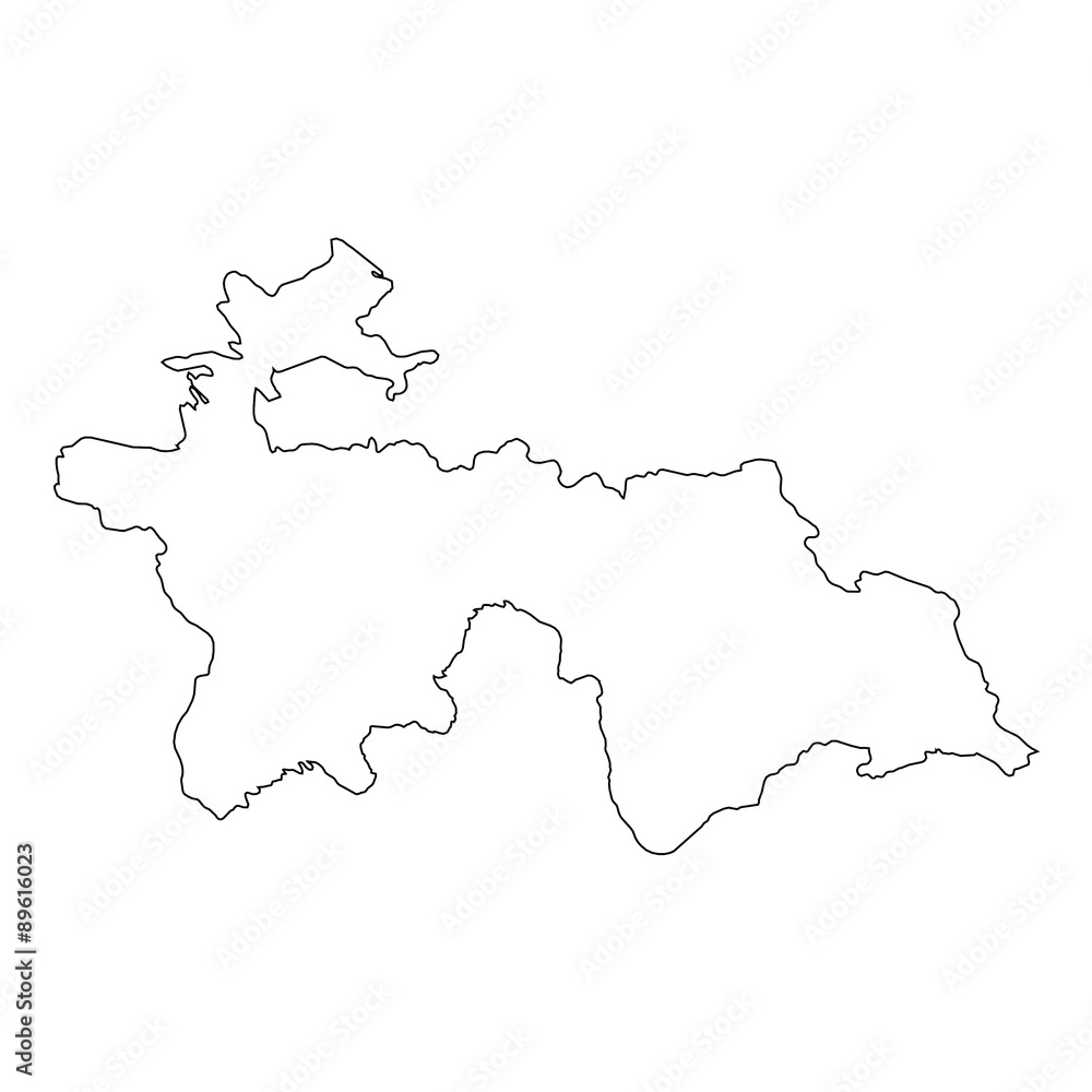 High detailed Outline of the country of  Tajikistan