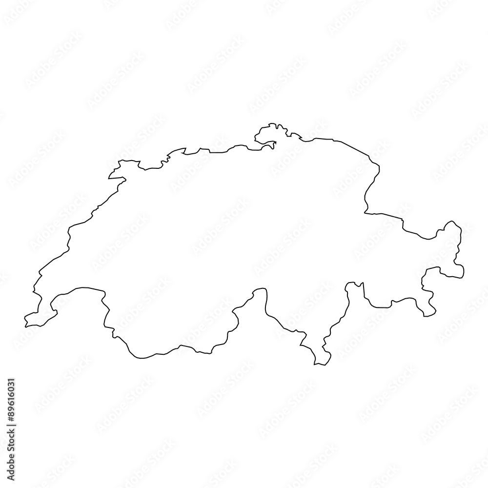 High detailed Outline of the country of  Switzerland