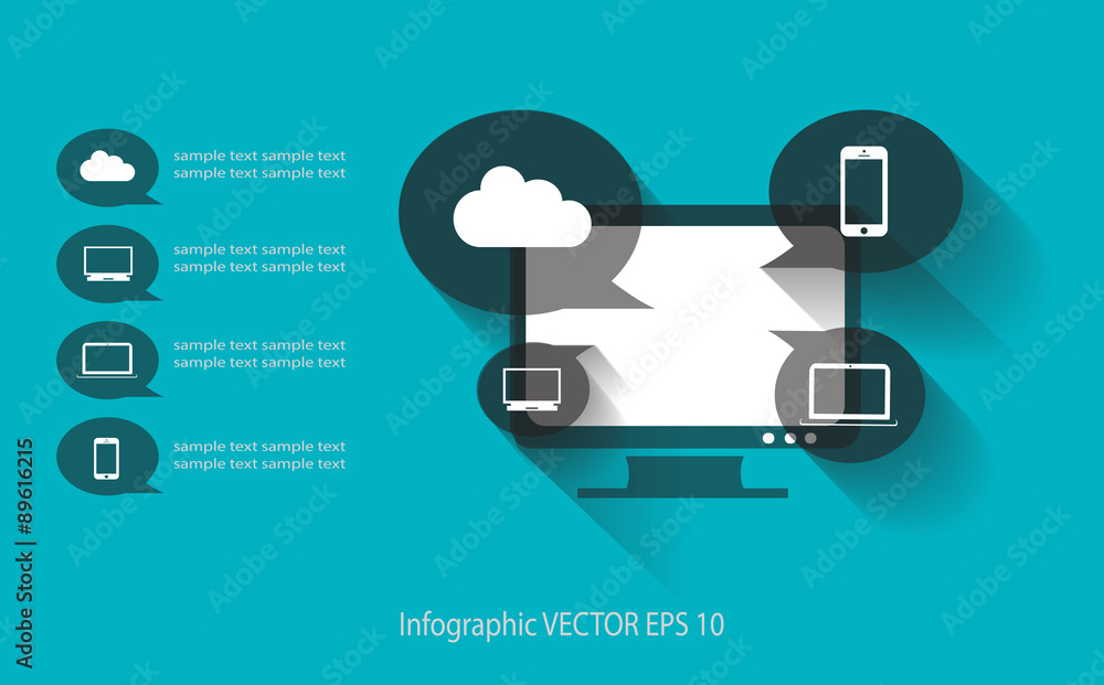 Infographics media icons with computer vector / Infographis Computer vector Infographics media icons with computer vector / Infographis Computer vector