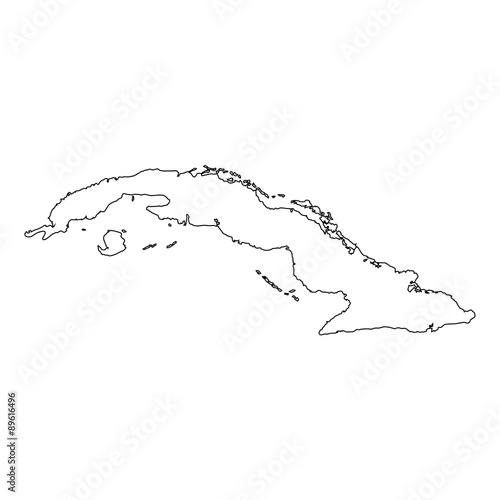 High detailed Outline of the country of Cuba