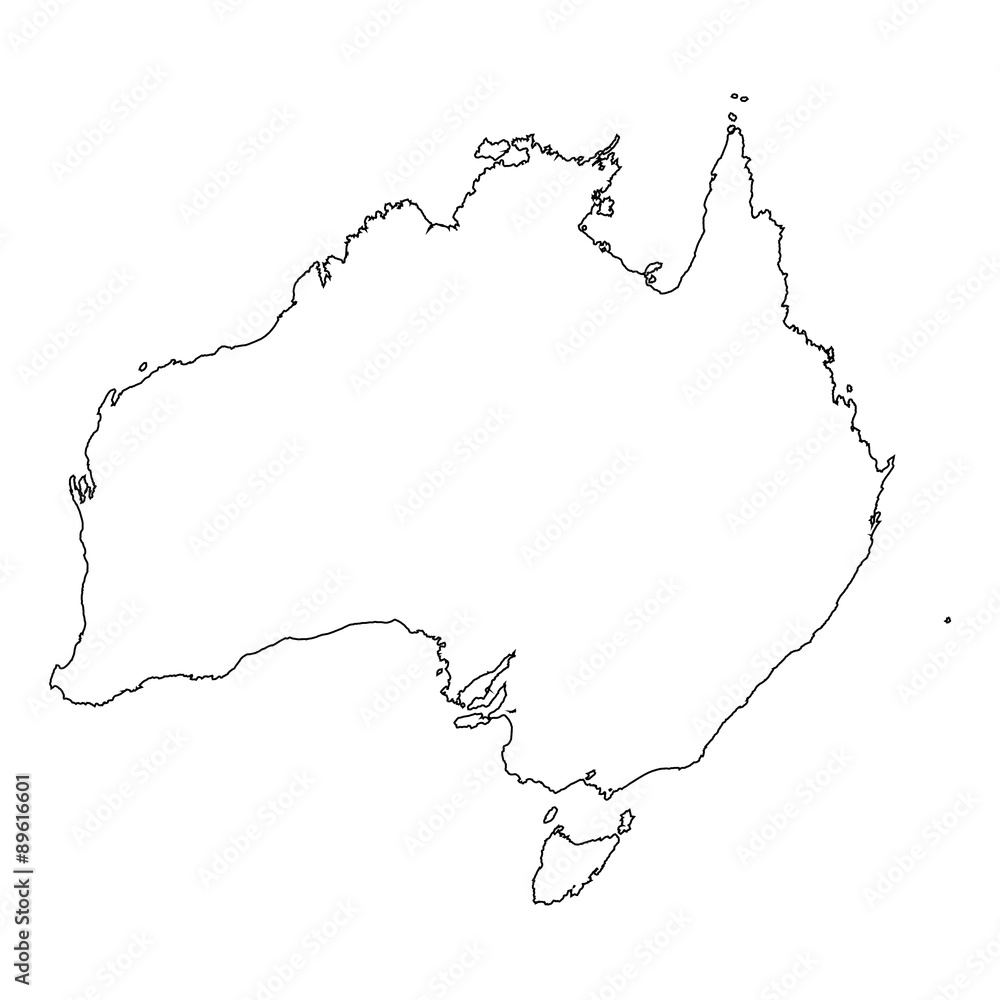 High detailed Outline of the country of  Australia