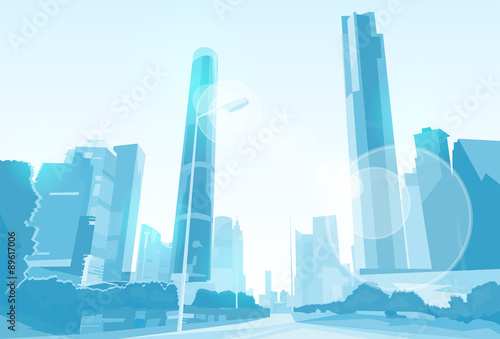 City Skyscraper View Cityscape Skyline Vector 