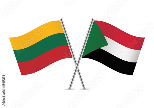 Lithuania and Sudan flags. Vector illustration. Free Download Lithuania and Sudan flags. Vector illustration. - GFXLoad