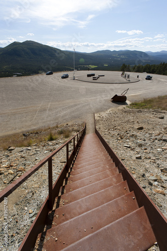 Old rust stairs at copper mine, Foldall, Norway photo