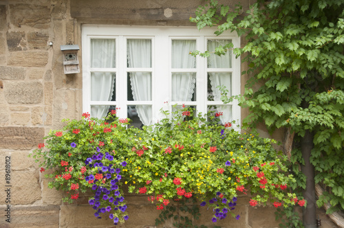 Fototapeta Naklejka Na Ścianę i Meble -  Fenster mit Blumenkasten