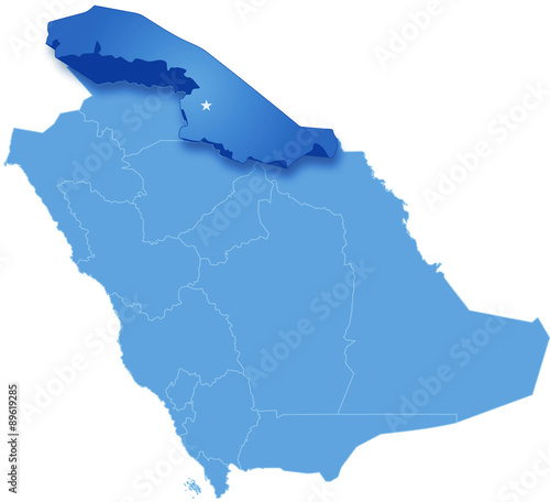 Map of Saudi Arabia, the region Northern Borders