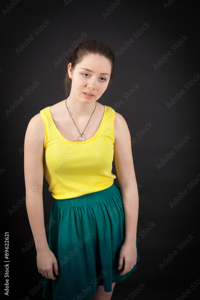 beautiful woman doing different expressions in different sets of clothes: tired beautiful woman doing different expressions in different sets of clothes: tired