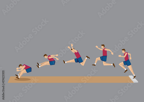 Long Jump in Action Sequential Vector Icons photo