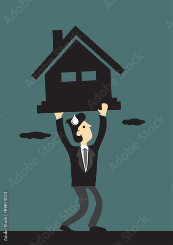 Under Financial Pressure of Mortgage Loan Vector Illustration