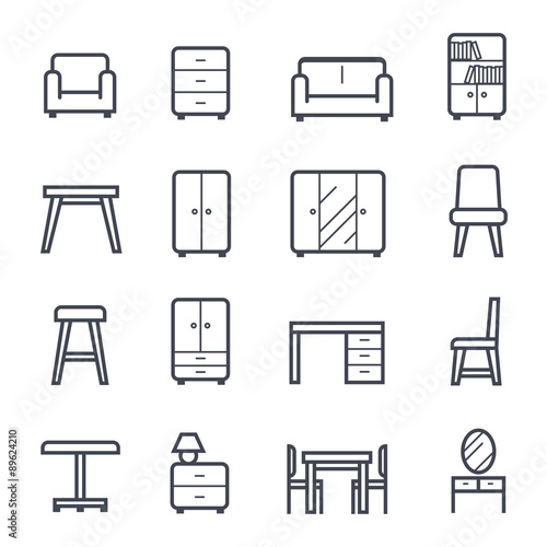 Furniture Icon Bold Stroke on White Background. Vector Illustration