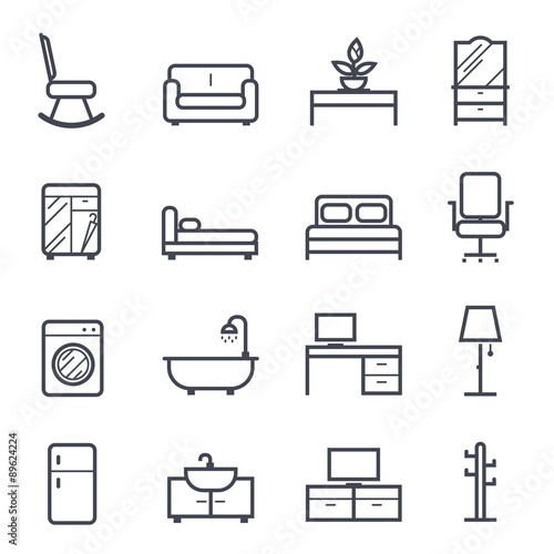 Furniture Icon Bold Stroke on White Background. Vector Illustration