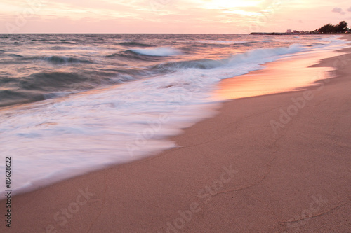 Tropical beach at beautiful sunset. Nature background