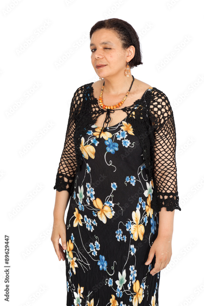 Beautiful woman doing different expressions in different sets of clothes: blinking Beautiful woman doing different expressions in different sets of clothes: blinking