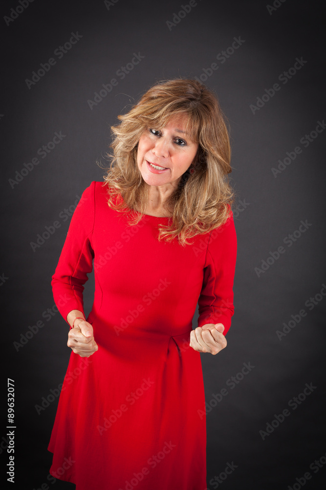 Beautiful woman doing different expressions in different sets of clothes: angry Beautiful woman doing different expressions in different sets of clothes: angry