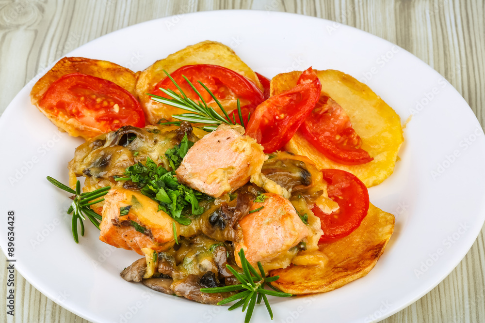 Salmon with grilled vegetables Salmon with grilled vegetables