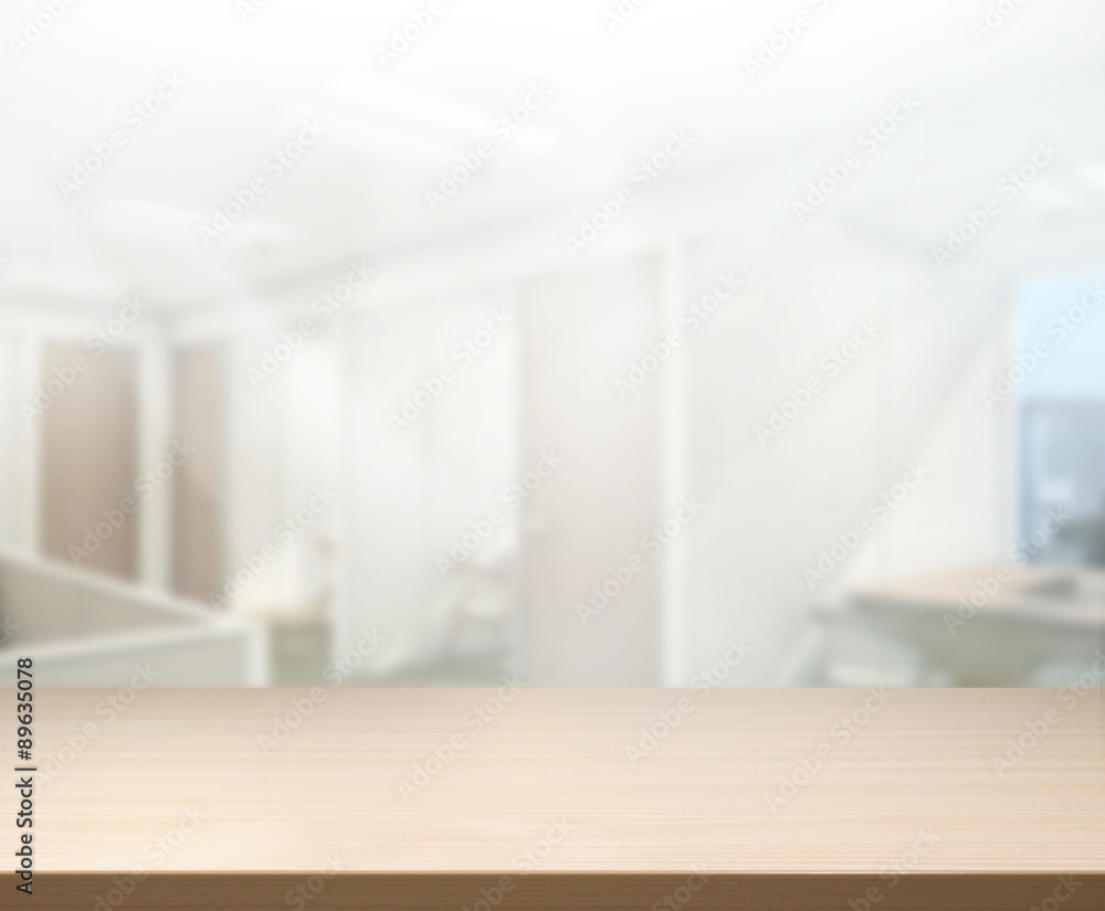 Fototapeta premium Table Top And Blur Office Background