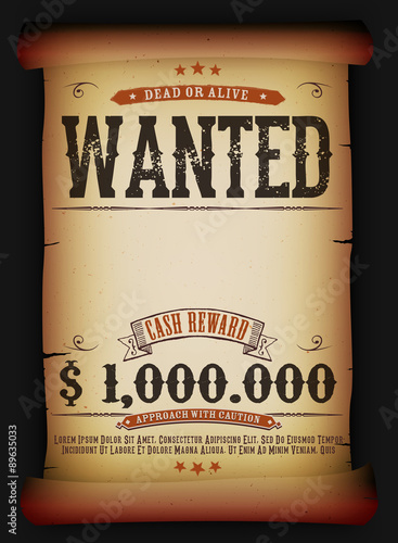 Wanted Vintage Poster On Old Parchment