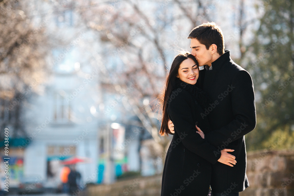 couple on background of the city couple on background of the city