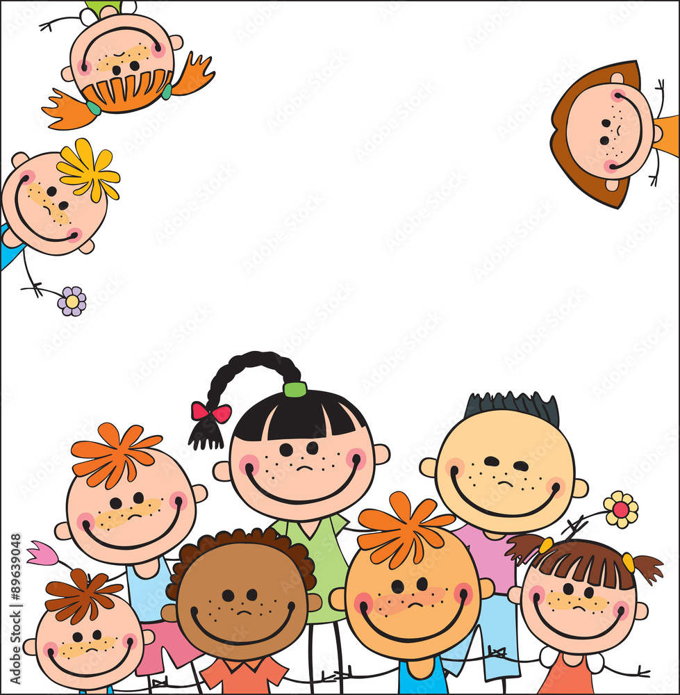 funny girls and boys on the background of the letters with a gre funny girls and boys on the background of the letters with a gre