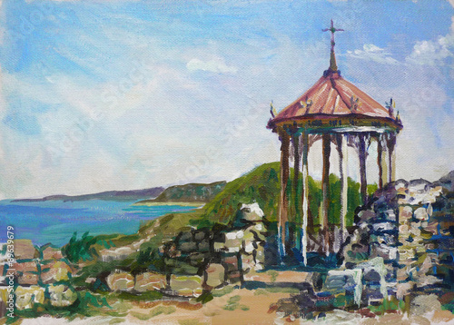 Oil painting, landscape, illustration, Sea, Crimea