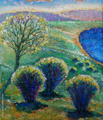 Oil painting, landscape, illustration, countryside