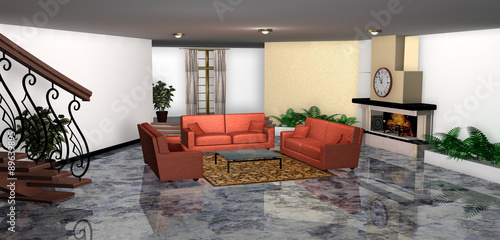 Cuadro en lienzo Salone interno di casa-lobby of the house