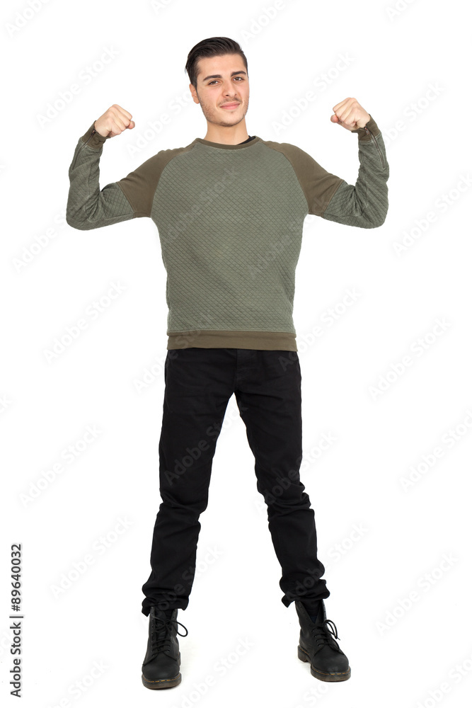 Handsome man doing different expressions in different sets of clothes: muscle Handsome man doing different expressions in different sets of clothes: muscle