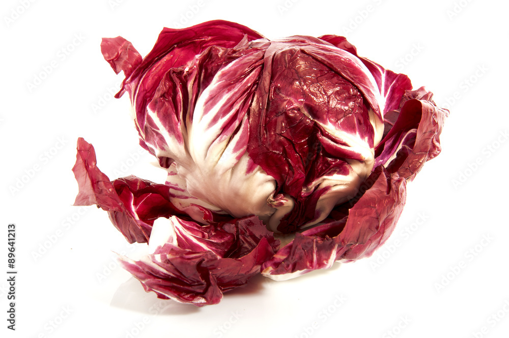 red radicchio cabbage on white background red radicchio cabbage on white background