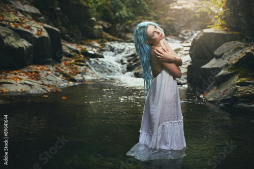 Romantic maiden in the stream waters