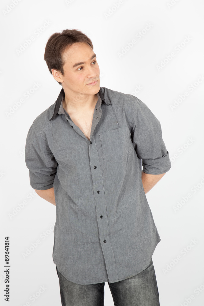 handsome man doing different expressions in different sets of clothes: posing handsome man doing different expressions in different sets of clothes: posing