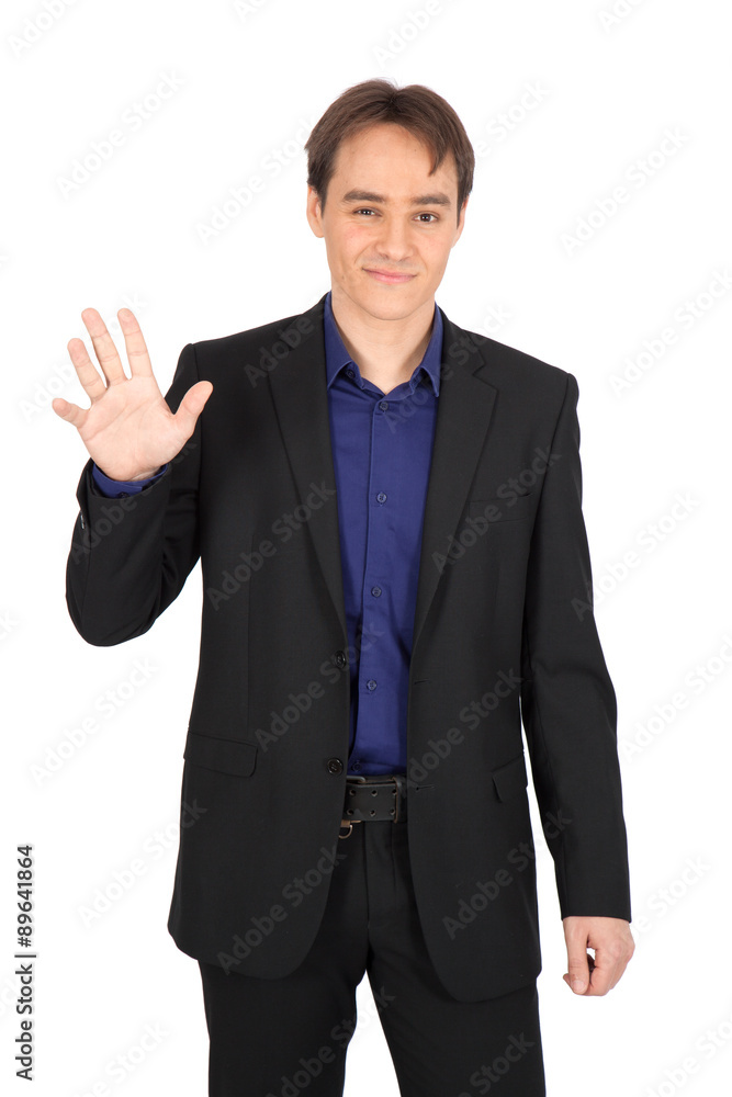 handsome man doing different expressions in different sets of clothes: waving handsome man doing different expressions in different sets of clothes: waving