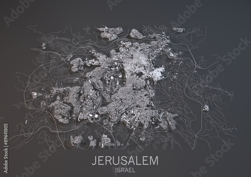Gerusalemme, vista satellitare, sezione 3d, Israele