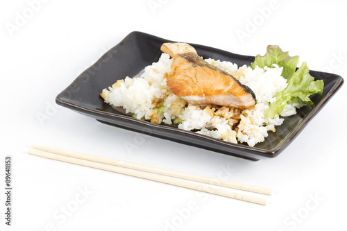 Grilled Salmon Teriyaki with rice