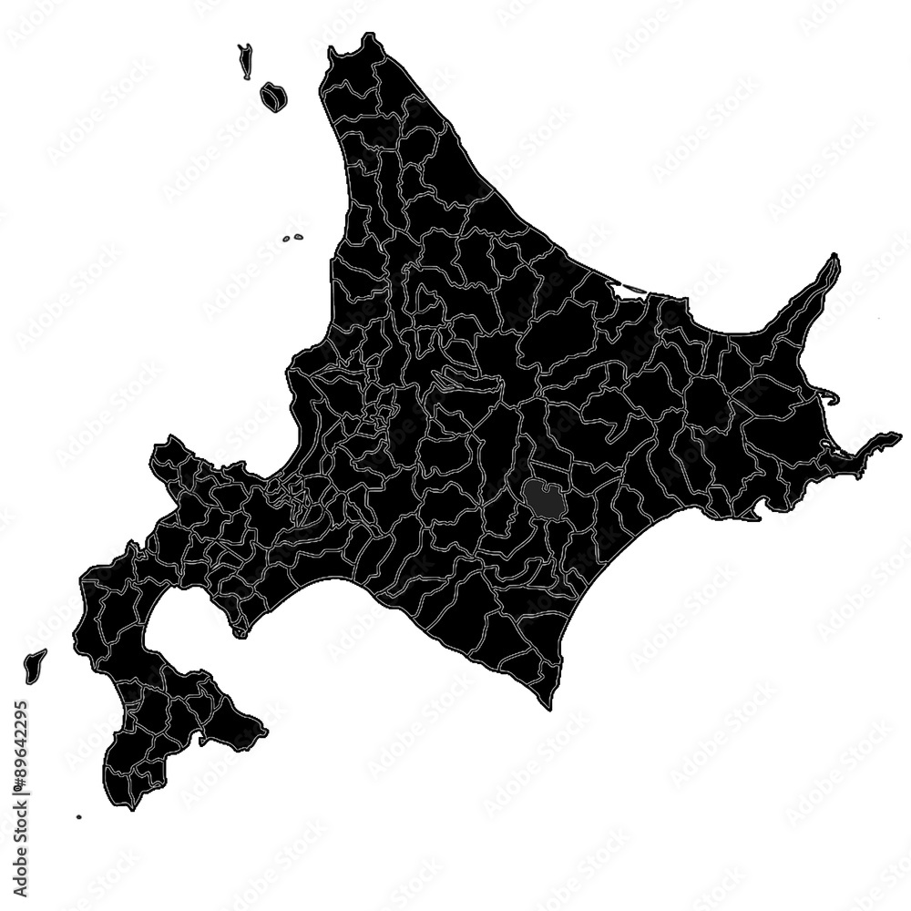 Obraz premium Black image of hokkaido map