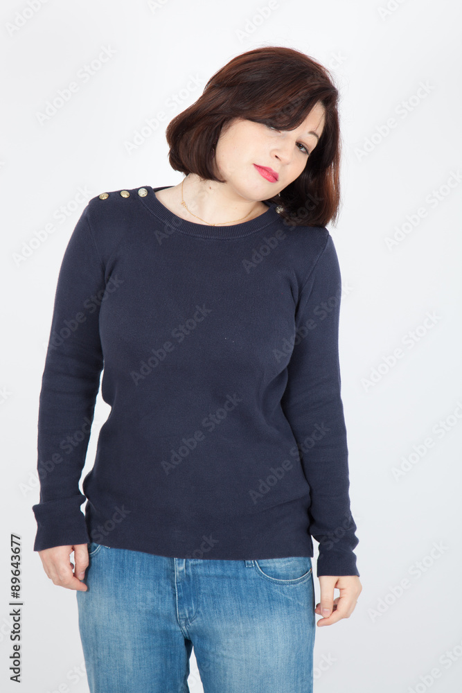 Beautiful woman doing different expressions in different sets of clothes: tired Beautiful woman doing different expressions in different sets of clothes: tired